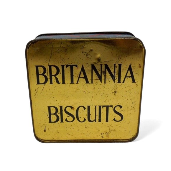 BRITANNIA Biscuits Tin Royal Portraits & Crest Decor Rare Vintage 6.2 x 6.2" - Picture 6 of 10